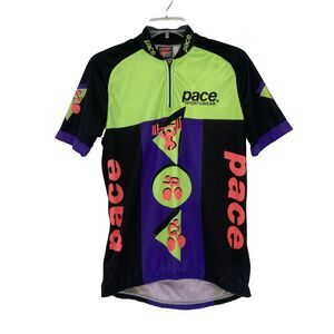 Vintage Pace Sportswear Cycling Jersey SMALL 90s Neon PLEASE READ